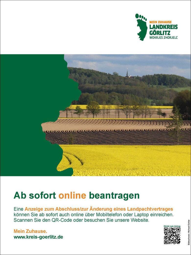 Hinweis zur Online-Meldung von Landpachtverträgen im Landkreis Görlitz