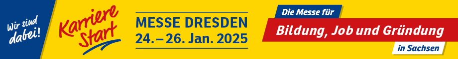 Textbanner zur Bildungsmesse Karrierestart vom 24. bis 26. Januar 2025 in der Messe Dresden