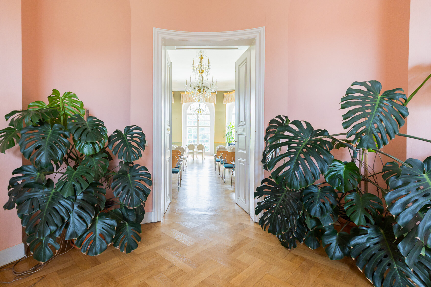 Blick in den Hochzeitssaal des Schlosses Reinhardtsgrimma